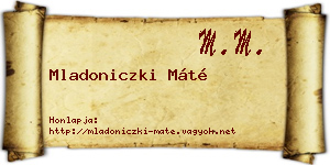 Mladoniczki Máté névjegykártya